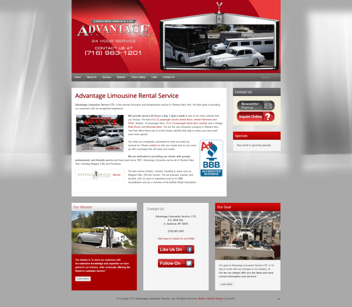 Limousine rental service website size click full